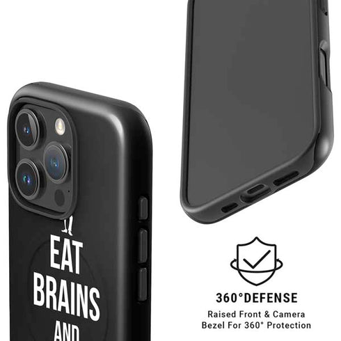 Eat Brains and Zombie On Black iPhone 16 Pro Magsafe Impact Case